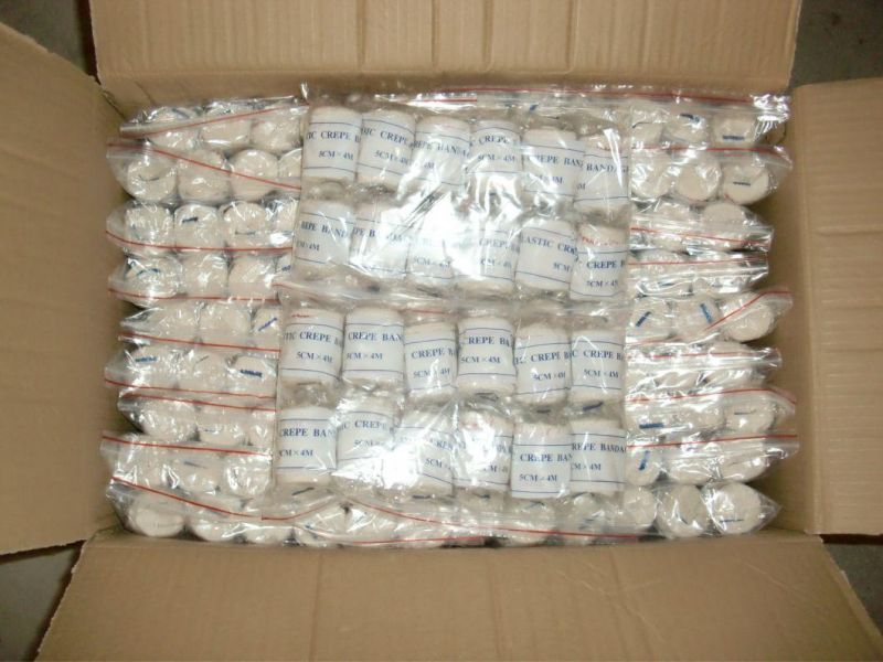 Wholesaler Hot Sale Bleached White Cotton/Spandex Crepe Bandage with 5 to 20cm Maximum Width