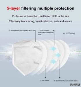 KN95 Face Mask Disposable Anti-Dust Non Valve Mask with GB2626 2006 Mask 5 Layers Class2