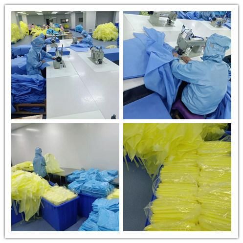 Doctor Use Anti-Bacterial Disposable Yellow Isolation Gown with Elastic Wrist Hospital Use Non-Woven Isolation Gown