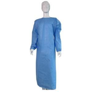 Disposable Isolation Gown with Back Tie Blue Nonwoven SMS Surgical Gown for Medical Institurions Clinic