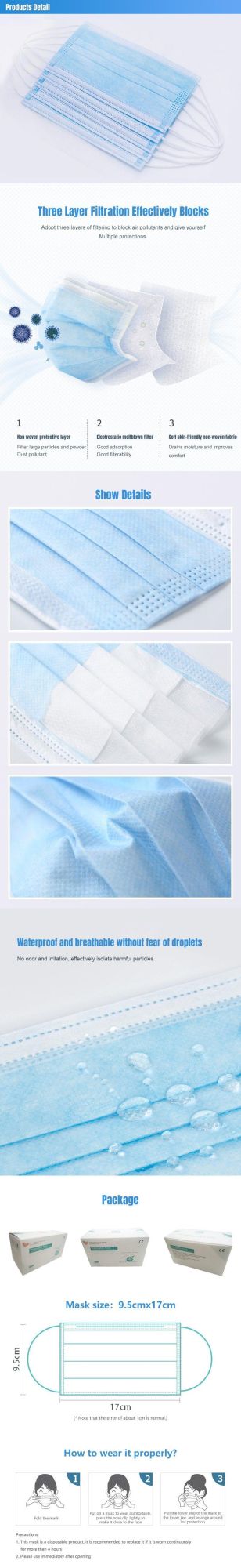 Disposable Medical Surgical Mask Sterilized with Eo (Ethylene Oxide)