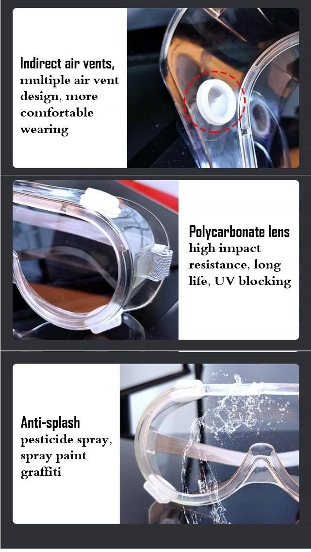 Ant5 Indoor & Outdoor Clear Safety Goggles for Work Ce/FDA Prevent Chemical Splash/Impact Eye Safety Protective Goggle, Supermore Anti-Fog Protective Safet