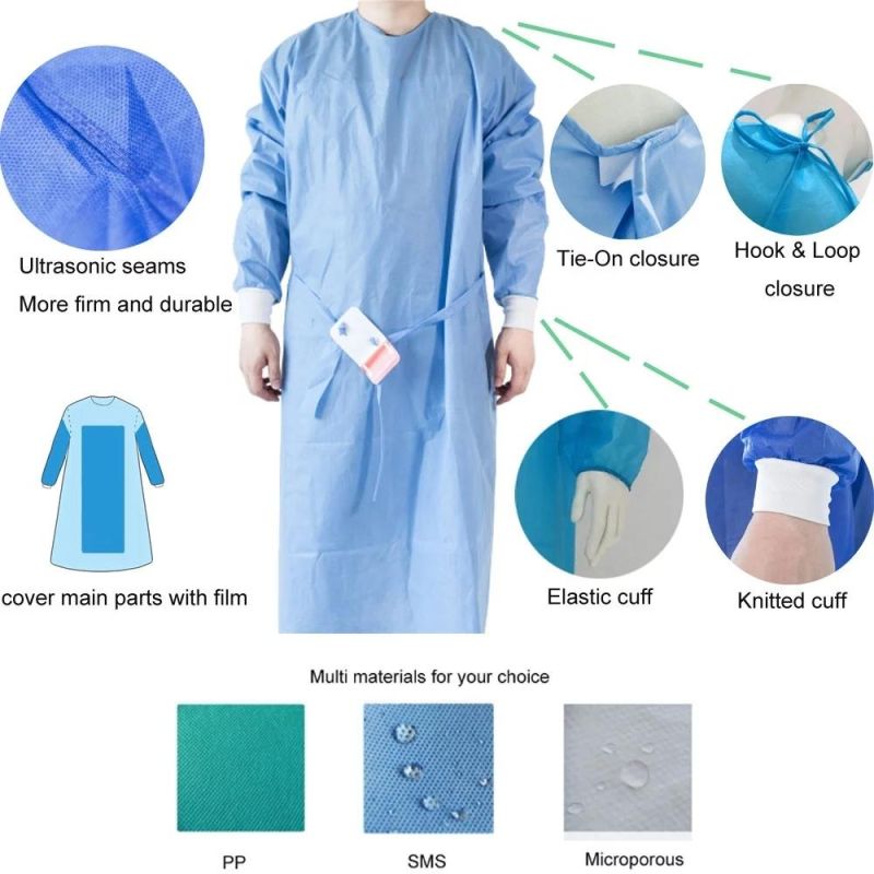 High Quality Operating Theater Gowns PP PE SMS SMMS Smmms Long Sleeve Scrub Suit for Doctor
