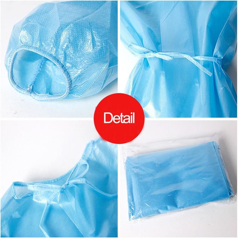Disposable Non-Woven Elastic SMS Non-Woven Fabrics 45 GSM Isolation Gown Protective Clothing