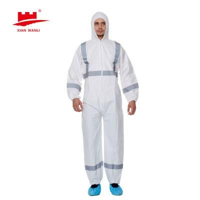 Anti-Virus Sterile PP PE Disposable Factory Wholesale Hazmat Safety Suit Protective Clothing Tape Sealed Coveralls