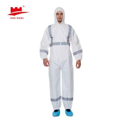 Anti-Virus Sterile PP PE Disposable Factory Wholesale Hazmat Safety Suit Protective Clothing Tape Sealed Coveralls