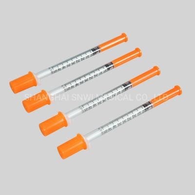 Non-Toxic Pyrogen Free Nnon-Sterile Medical Disposable Medical 1ml 0.5ml Sterile Colored Insulin Syringe with Orange Cap and Needle