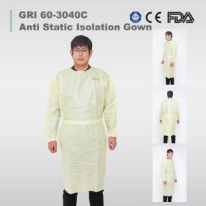 Yellow Disposable Impervious Medical PP Isolation Gown Examination Gown Isolation Gown with Knit Sleeves for Hospital