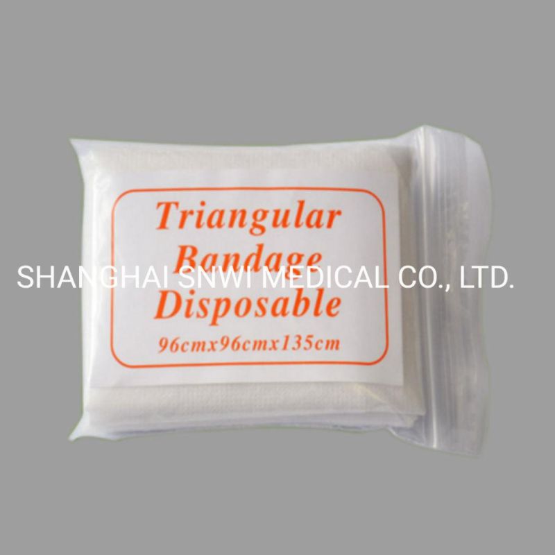 Disposable Medical Wound Care Supplies Absorbent Gauze Triangular Bandage with Two Safety Pins