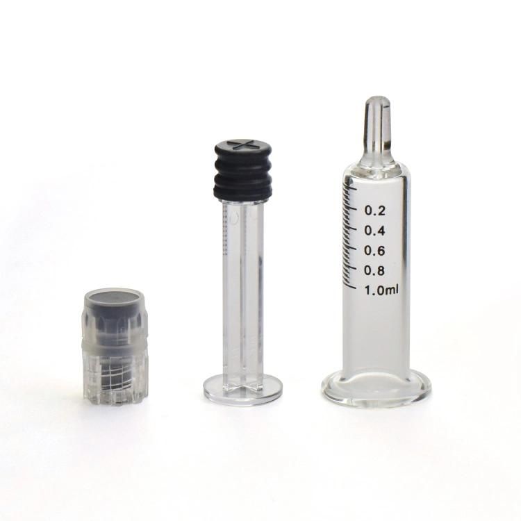 Silver Metal Plunger 1ml Luer Lock Glass Syringe for Oil