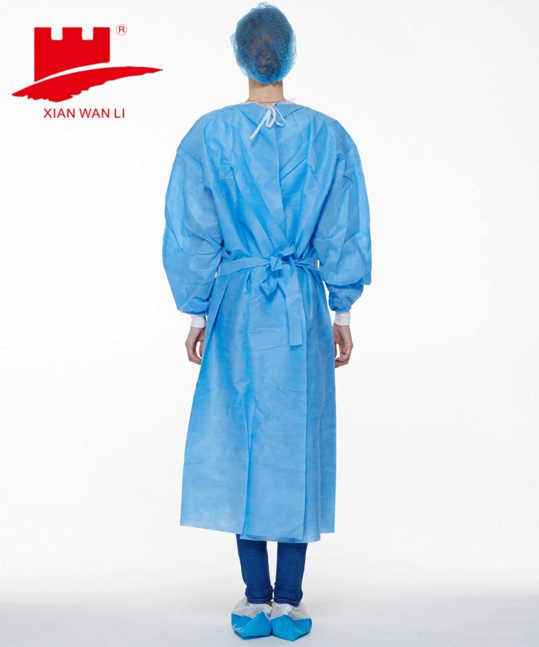 Knit Cuff Surgical Gown Isolation Gown Blue PP PE Disposable Sterile