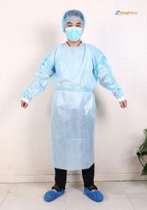 52GSM Disposable Isolation Gown with Taping 32GSM PP Non Woven Fabric and 20GSM PE Film Coated