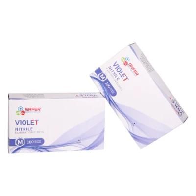 Synthetic Nitrile Gloves Violet Powder Free Disposable Medical