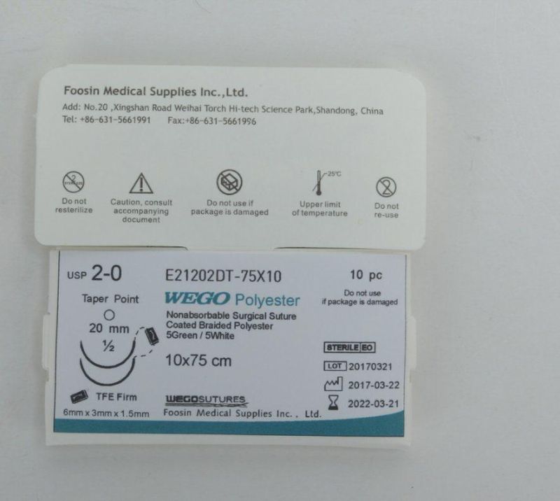 Polyester Non-Absorbable Surgical Sutures with Pledget