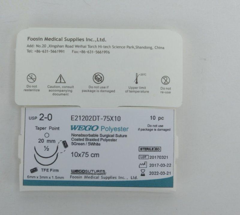 Polyester Non-Absorbable Surgical Sutures with Pledget