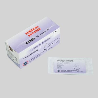 Disposable Medical Surgical Absorbable Polyglycolic Acid PGA Suture with Needle
