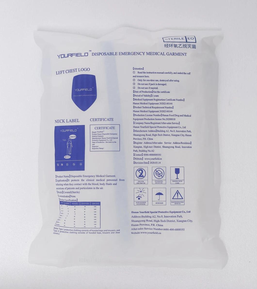 One-Piece Sterile Disposable Medical Protective Coverall Without Boot Cover