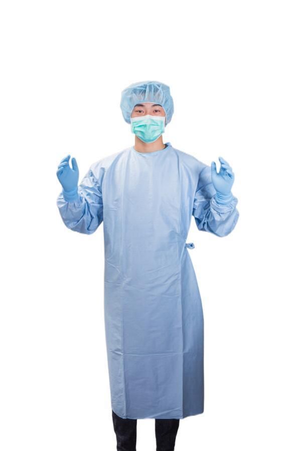 Cost-Effective Disposable Isolation Gown Waterproof Blue Color Knit Cuffs Medical SMS Isolation Gown