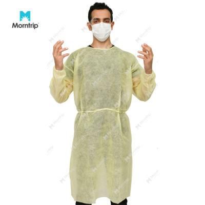 Yellow Visitor Non Woven Disposable Long Sleeve Isolation Cover Gown