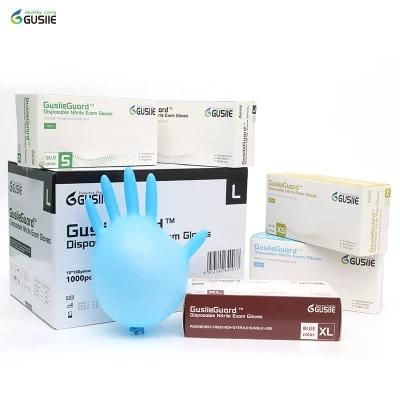 Gusiie Powder Free Disposable Medical Examination Nitrile Glove Disposable Work Protective Examination Powder Free Latex Nitrile Large Gloves