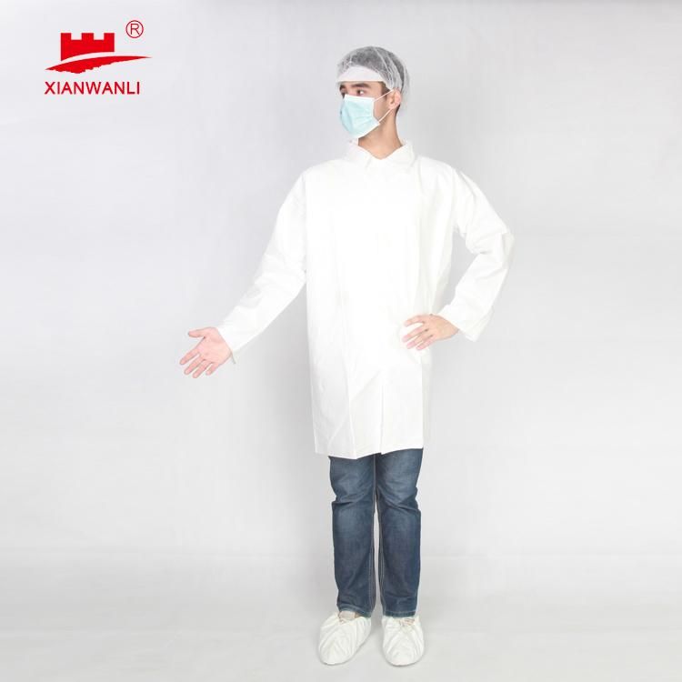 Non Woven Lab Coat for Doctor Uniform Knit Cuffs and Collar