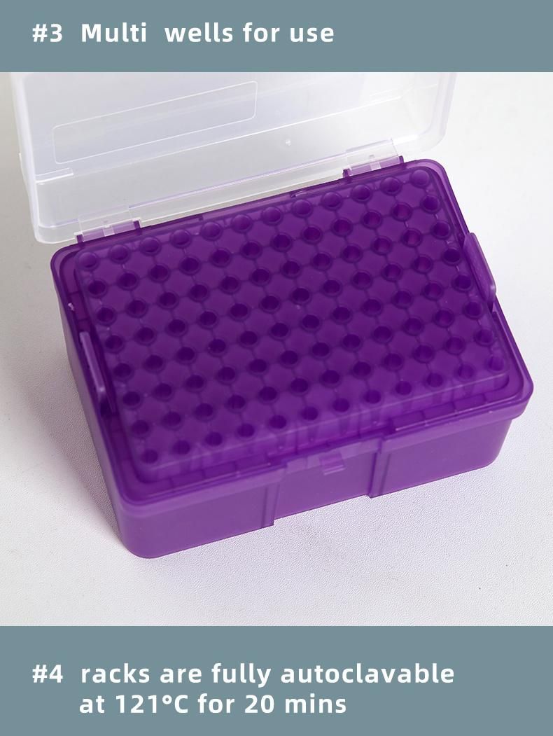 Plastic Pipette Tip Rack with Tip-Tray, Empty Box, 96 Wells