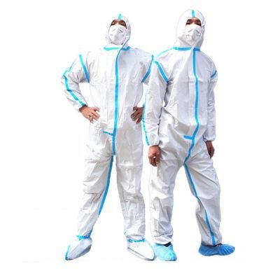 En14126 Type4b/5b/6b Taped Seam White Medical Protective Wokwear Hazmat Coverall