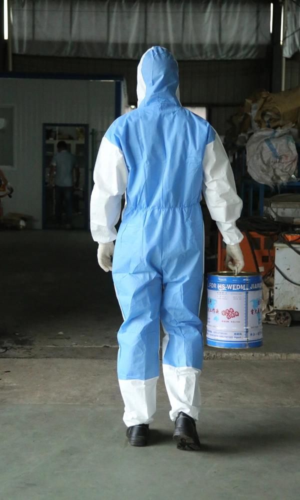 100% White Disposable Clothing Protective Suit Medical Surgical Microporous Safety Disposable Protective Clothing Coveralls with European Standard