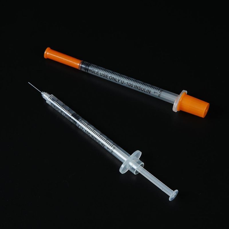Disposable Orange Cap 1ml Insulin Injection Syringe with Needle