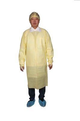 Ammi Pb70 Level 2 Isolation Gown Ultrasonic Welding 45GSM SMS Disposable Surgical Gown Yellow Color