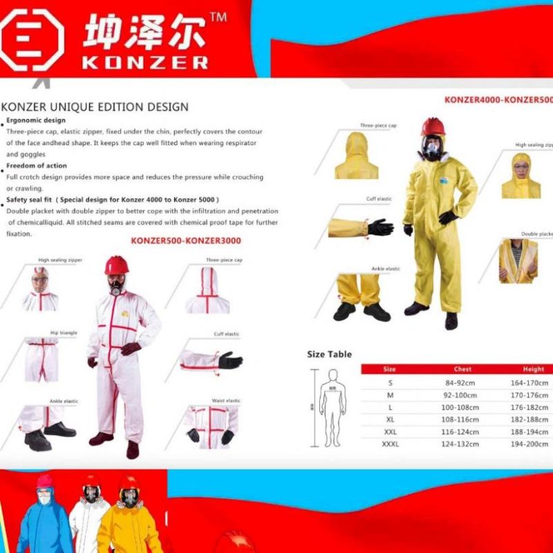 White Anti Dust Infection Disposable Personal Hooded Isolation Protective Coverall with Elastic Cuff