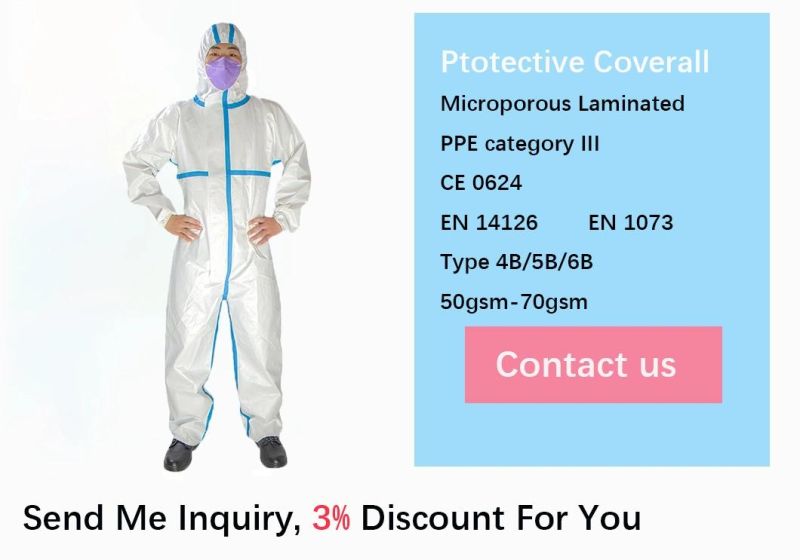 Waterproof Microporous Medical Hospital Plastic Poly PE PP+PE PP SMS Overall Polypropylene Nonwoven Disposable Protective Gown Garment Workwear Coat Coverall