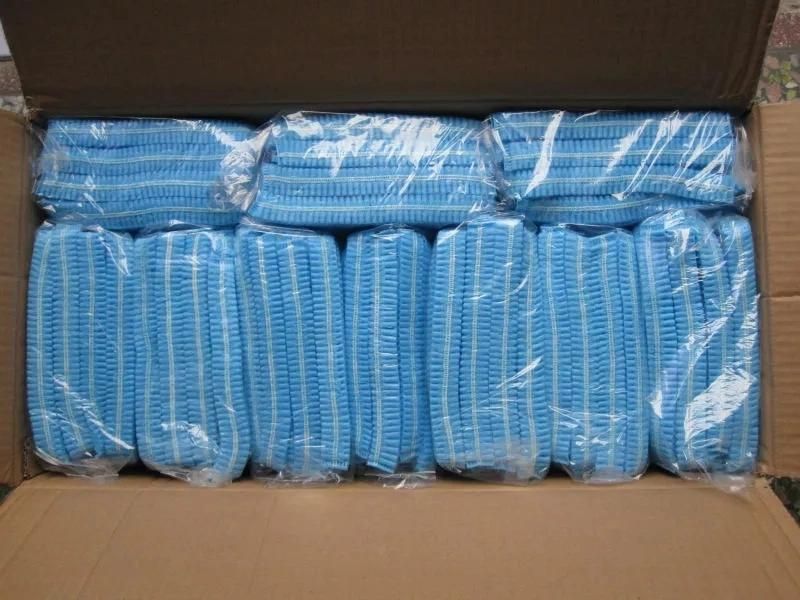 Disposable Surgical Fluffy Cap Is Elastic Hairnet Non-Woven Fabric Blue