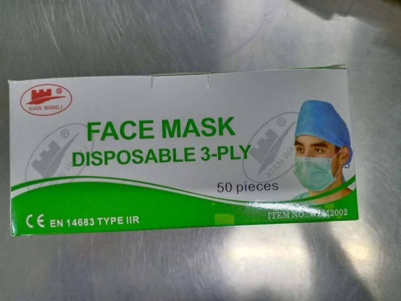 3 Ply High Quality Filter Cloth Nonwoven Medical Disposable Printed Face Mask in Stock