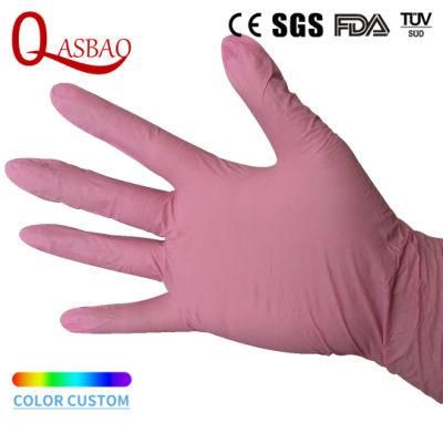 Medium/Large Powder Free Disposable Exam/Examination Pink Nitrile Gloves for Industrial Use/Food Processing/Household Cleaning