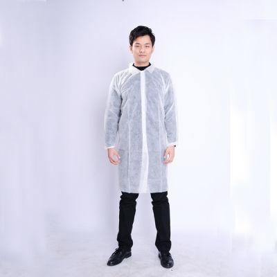 Personal Protective White Spunbond Polypropylene Disposable Lab Coat