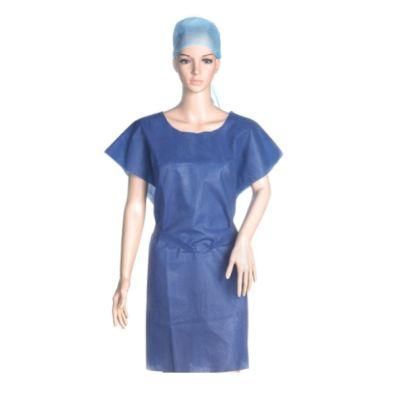 Disposable Non-Woven Fabric Hospital Short Sleeve Non-Woven SMS Patient Gown