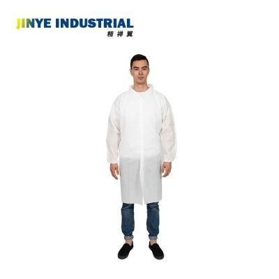 Excellent Quality Hygiene Single Time Use PP Non Woven Material Disposable Lab Coats for Laboratory Use
