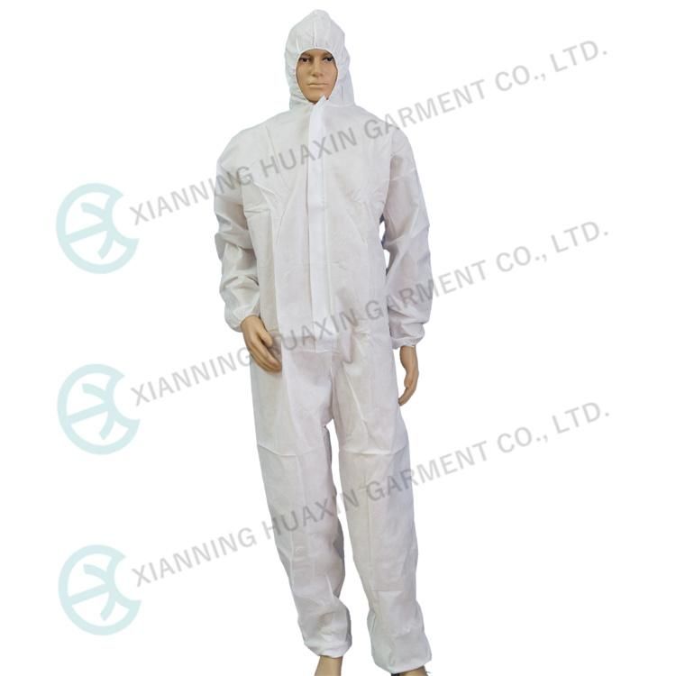 Type 5/6 White SMS Dust Proof Safety Workwear Anti Pneumonia Overalls Breathable Protective Clothing