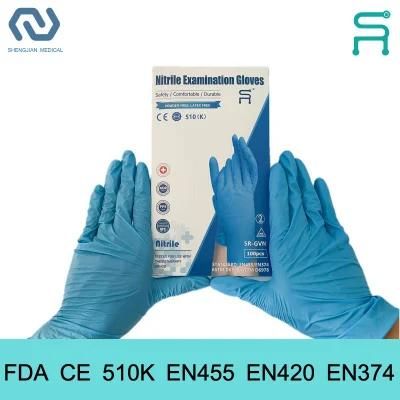510K En455 En420 Disposable Nitrile Examination Gloves
