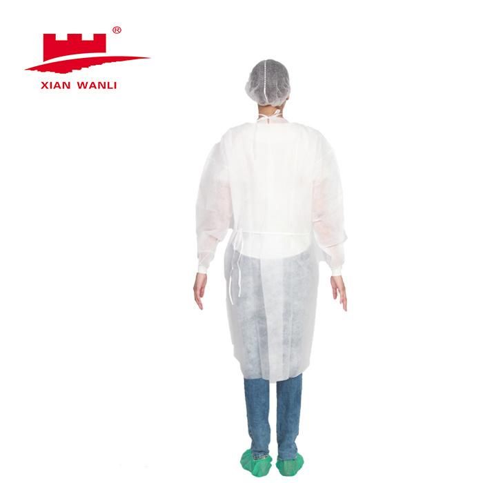 Xian Wanli Disposable Non Woven Dust Against Cleanroom Gown Visitor Gown White PP Gown