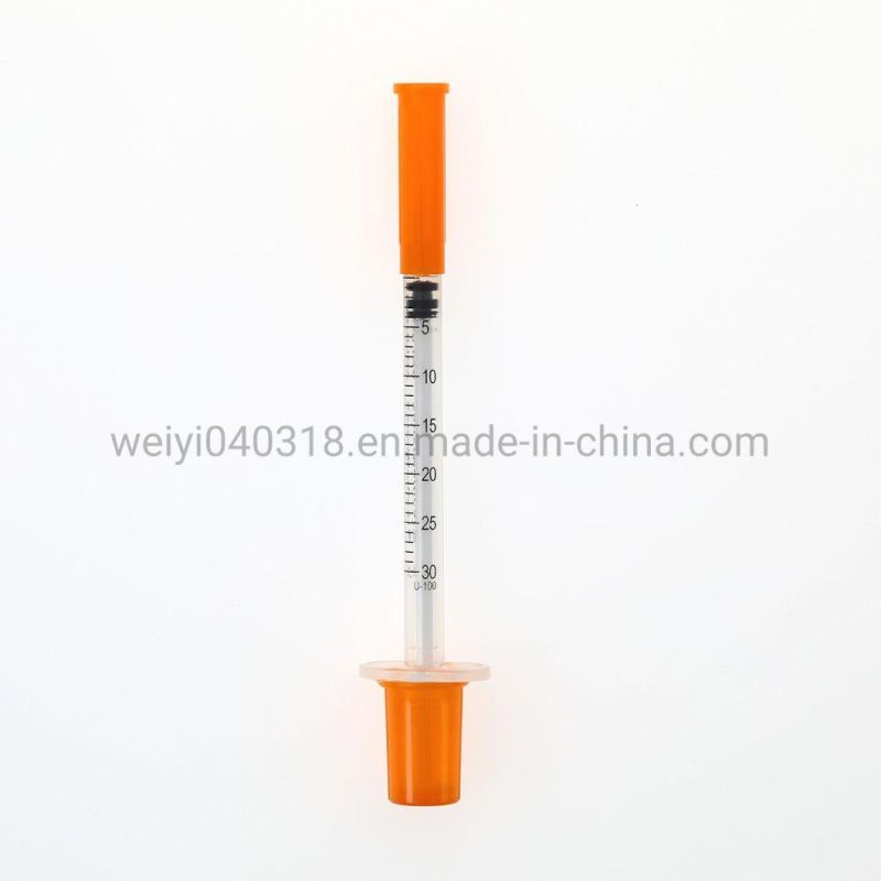 Wholesale Disposable 0.3ml/0.5ml/1ml Disposable Medical Insulin Syringe with Fixed Needle