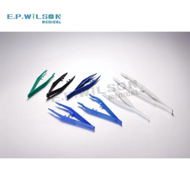 Factory Supply Hospital Medical Disposable Tweezers Sterile Plastic Dressing Forceps