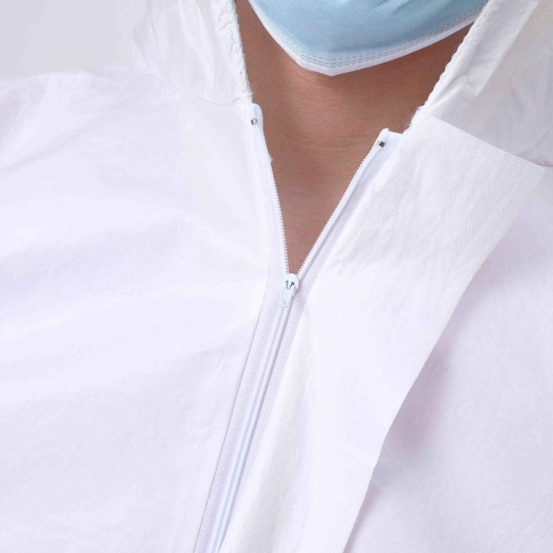 White Polypropylene Nonwoven Type 4/5/6 Waterproof Safety Non Woven SMS Microporous Protection PPE Suit Disposable Coverall