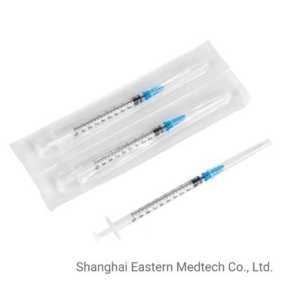 Professional Needle Manufacturer 23G 25g Needle Mounted Lds 1ml Luer Lock Vaccine Syringe