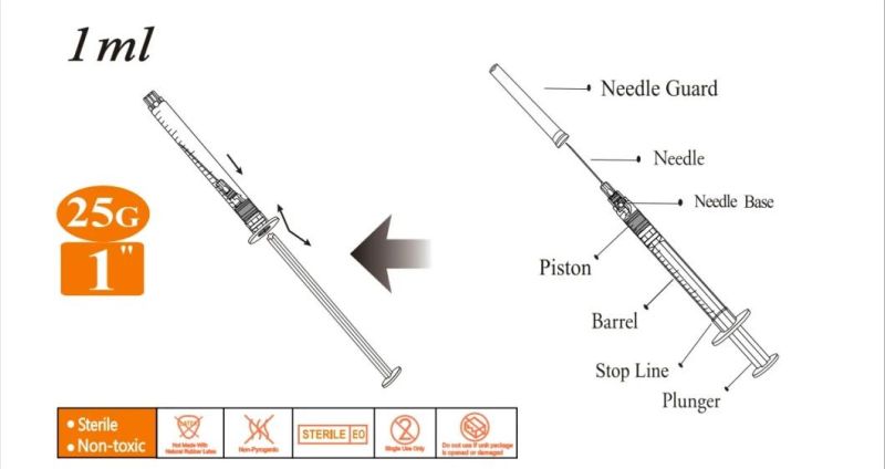 Retractable Safety Syirnge, with Fixed Needle CE FDA ISO 510K