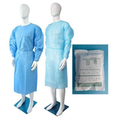 Medical Waterproof SMS Surgical Gowns AAMI Level 4 Disposable Sterile Reinforced Surgical Isolation Gown