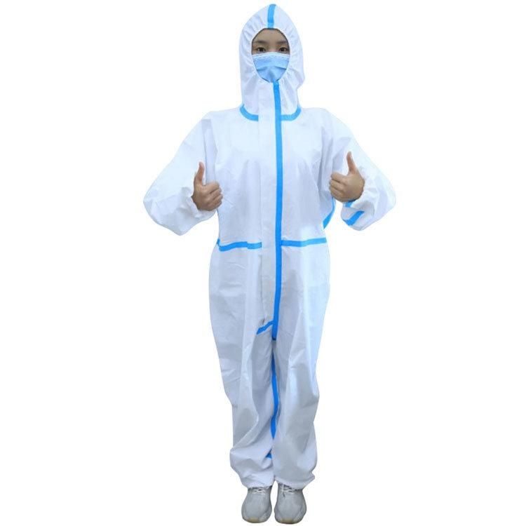 Non Woven PPE Plastic Disposable Protective Hazmat Suit Coverall