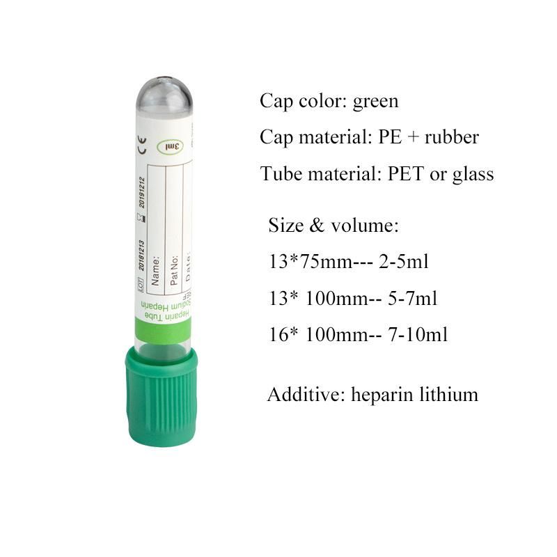 Lithium Heparin Additive Vacuum Blood Collection Tube Heparin Tube