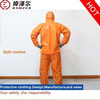 Sterilized and No Sterile Split Protective Clothing for Pressurized Chemical Liquids